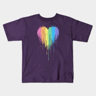 Rainbow Drip Heart Kids T-Shirt